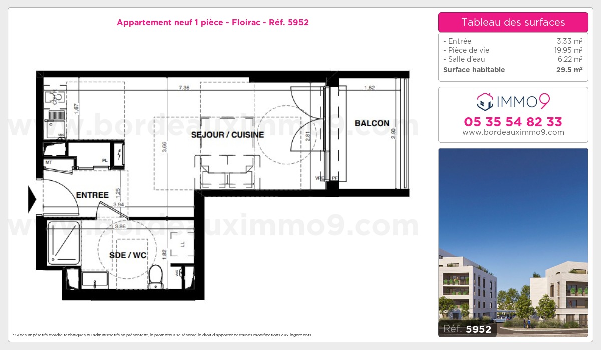 Plan et surfaces, Programme neuf Floirac Référence n° 5952