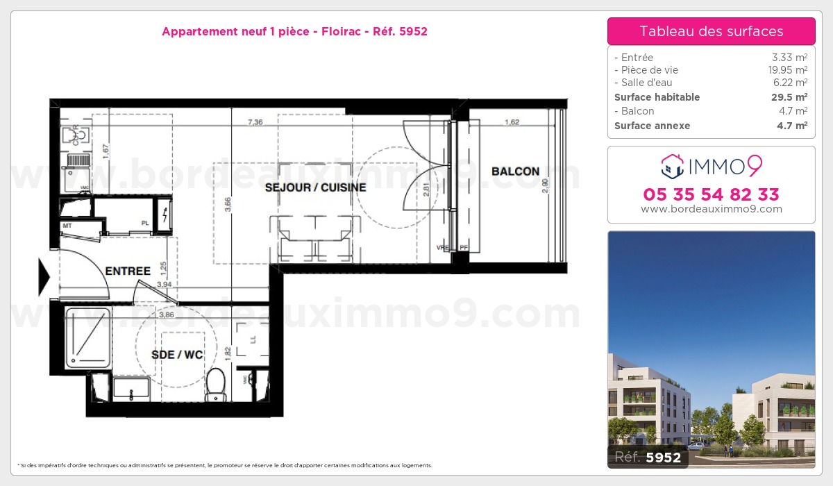 Plan et surfaces, Programme neuf Floirac Référence n° 5952