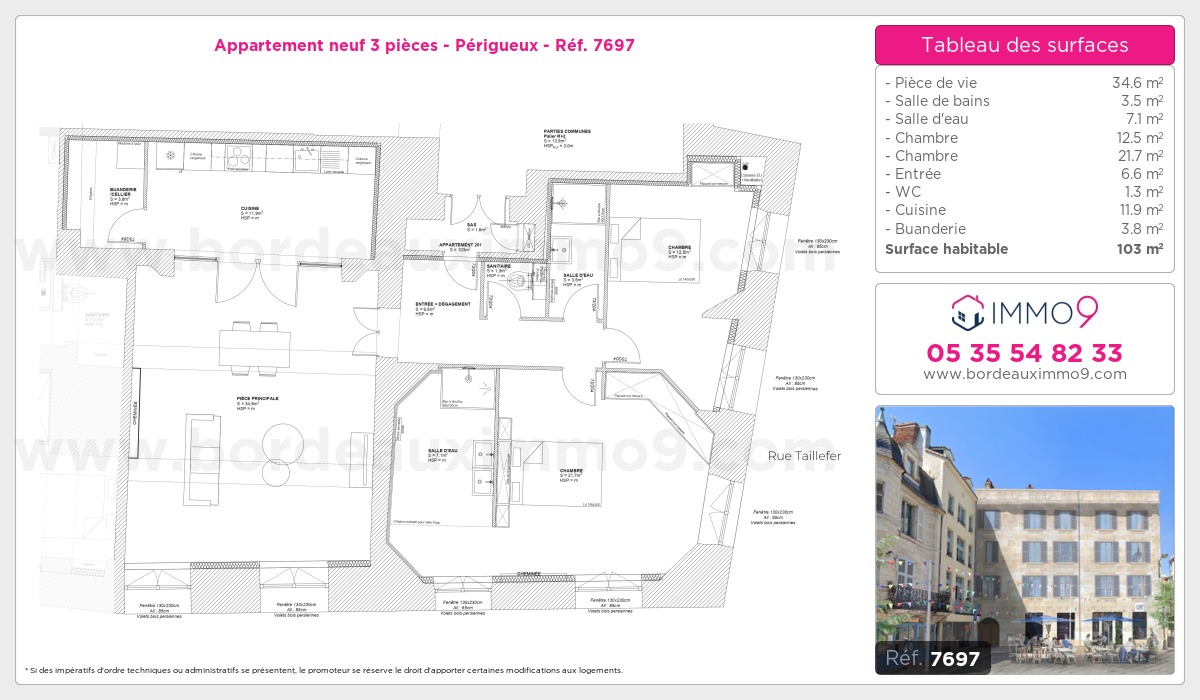 Plan et surfaces, Programme neuf Périgueux Référence n° 7697