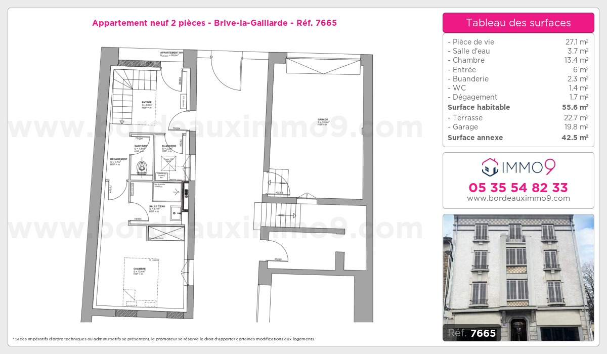 Plan et surfaces, Programme neuf Brive-la-Gaillarde Référence n° 7665