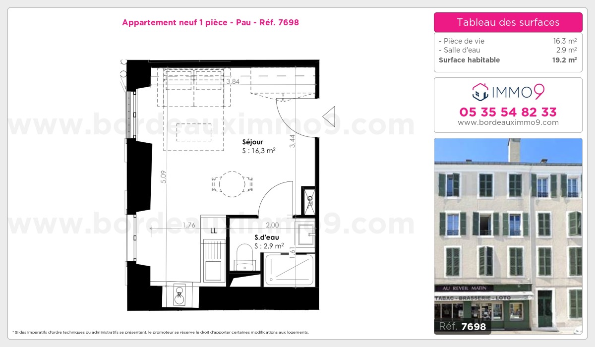 Plan et surfaces, Programme neuf Pau Référence n° 7698