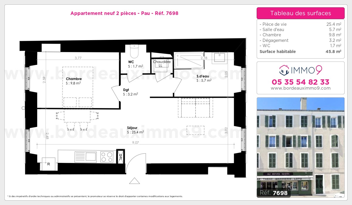 Plan et surfaces, Programme neuf Pau Référence n° 7698