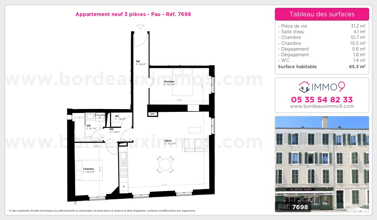 Plan et surfaces, Programme neuf Pau Référence n° 7698