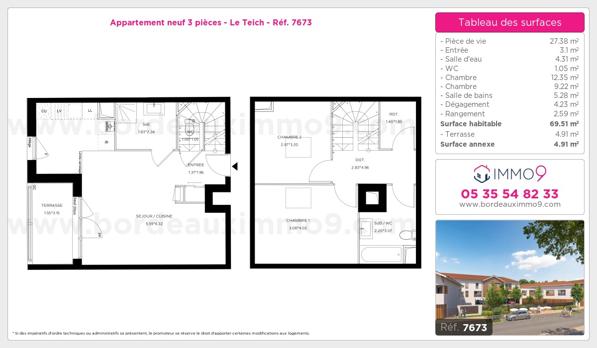 Plan et surfaces, Programme neuf Teich Référence n° 7673
