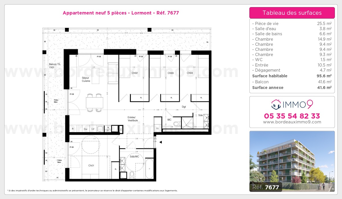 Plan et surfaces, Programme neuf Lormont Référence n° 7677