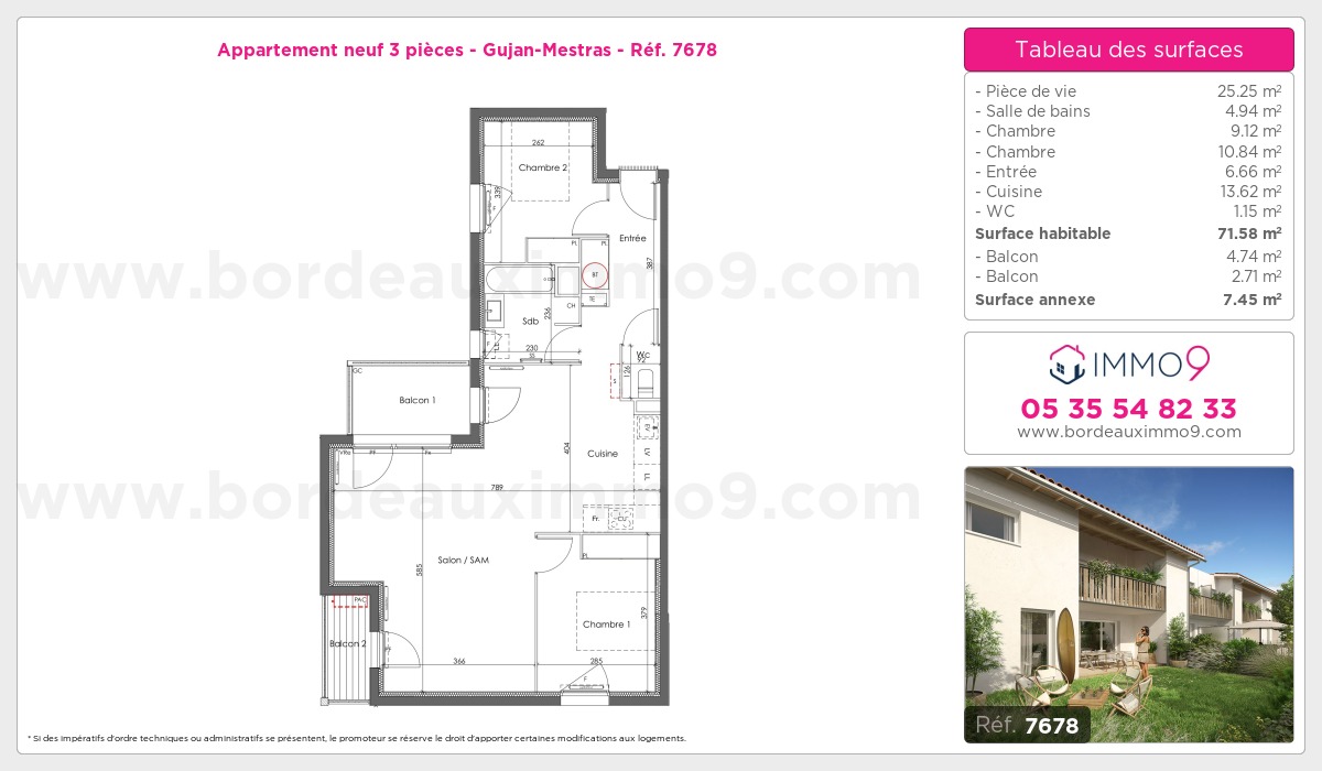 Plan et surfaces, Programme neuf Gujan-Mestras Référence n° 7678