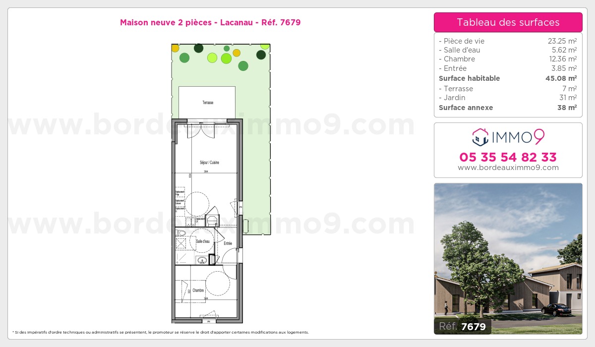 Plan et surfaces, Programme neuf Lacanau Référence n° 7679