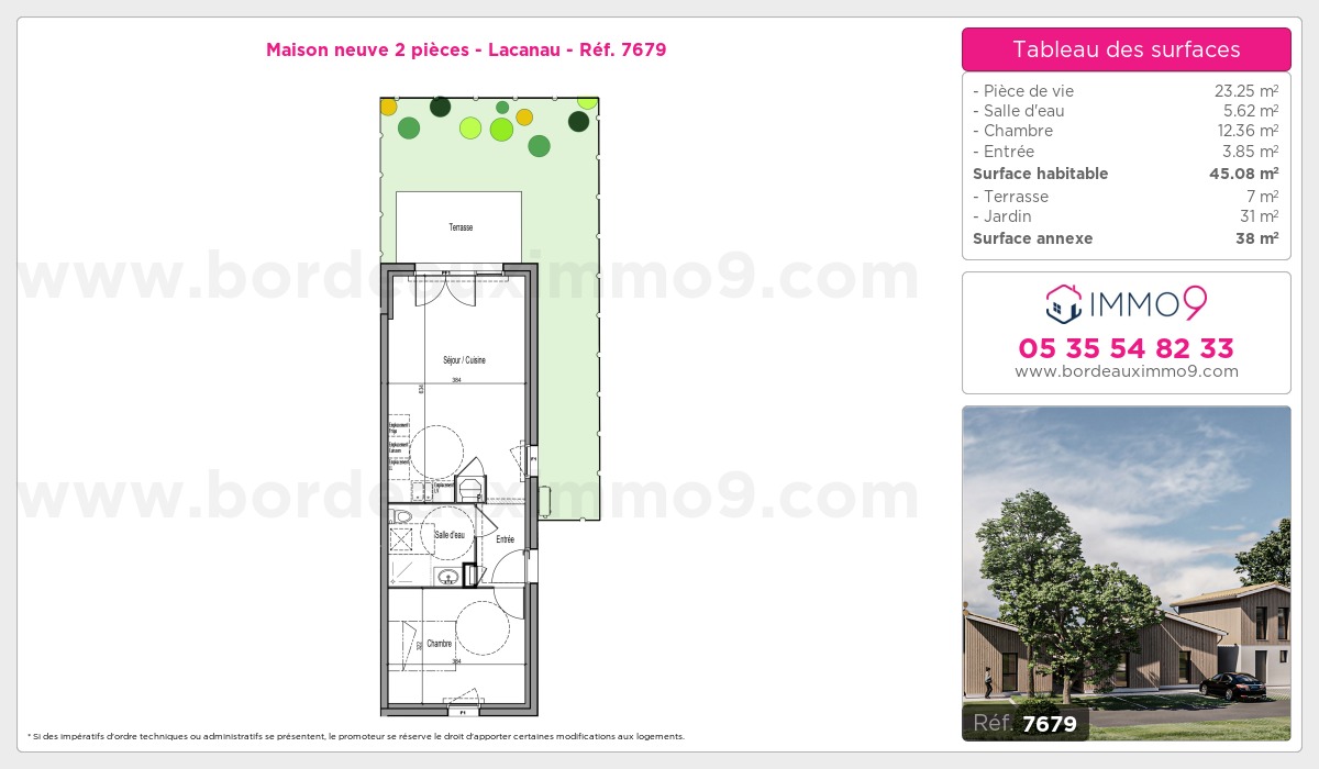 Plan et surfaces, Programme neuf Lacanau Référence n° 7679