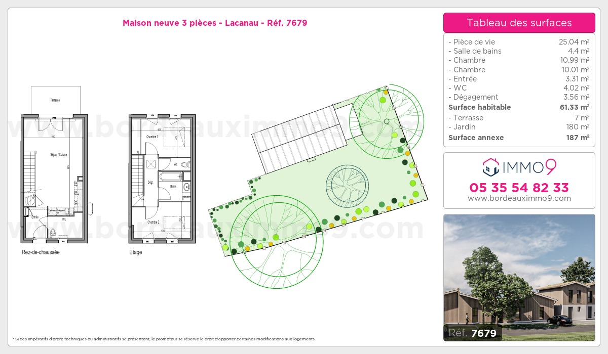 Plan et surfaces, Programme neuf Lacanau Référence n° 7679