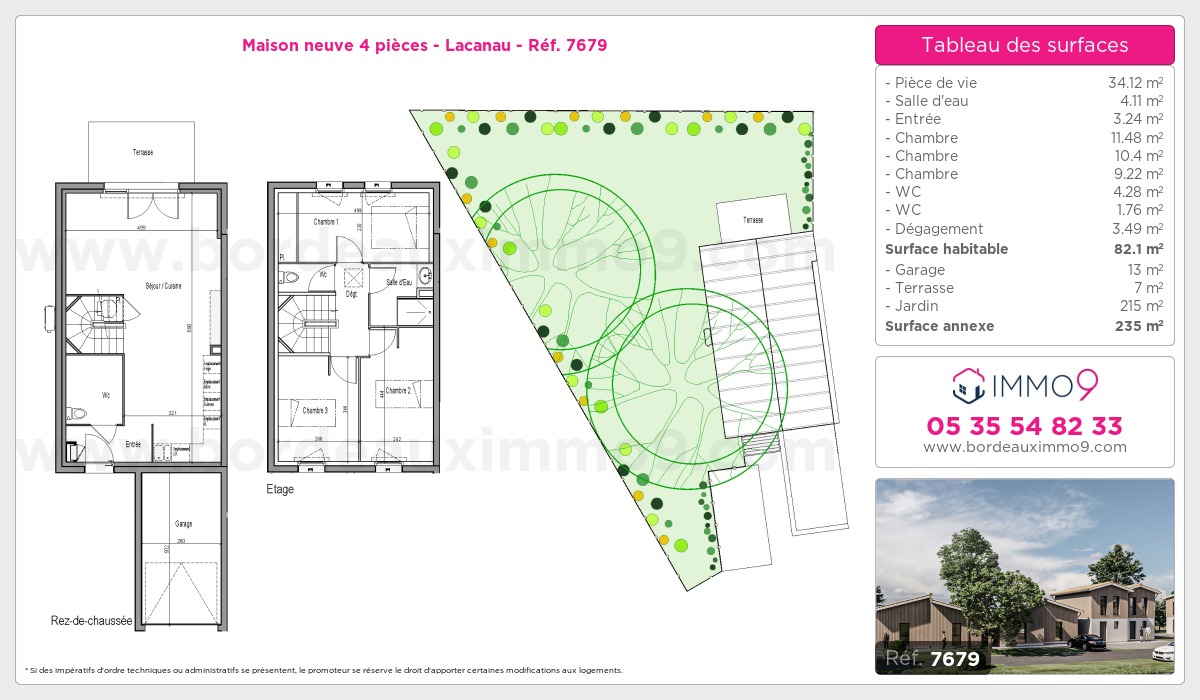 Plan et surfaces, Programme neuf Lacanau Référence n° 7679