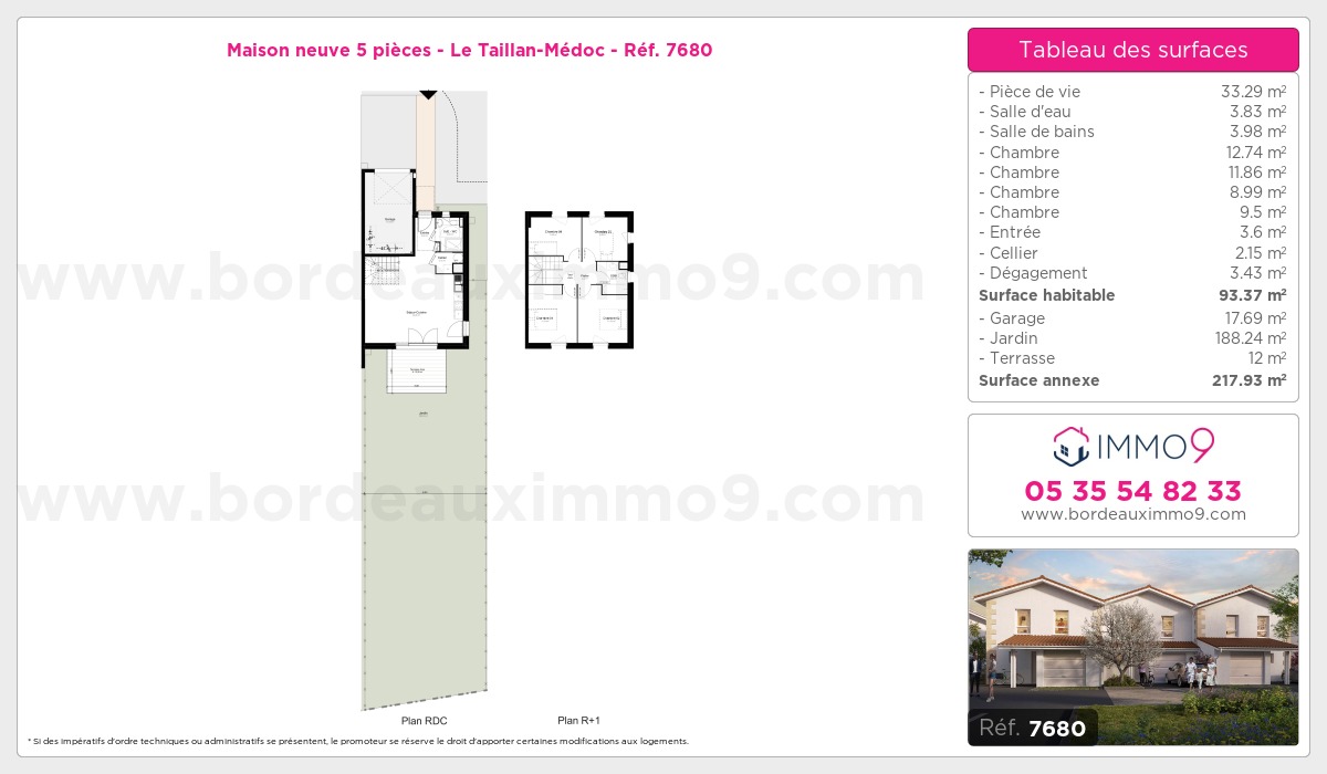 Plan et surfaces, Programme neuf Taillan-Médoc Référence n° 7680