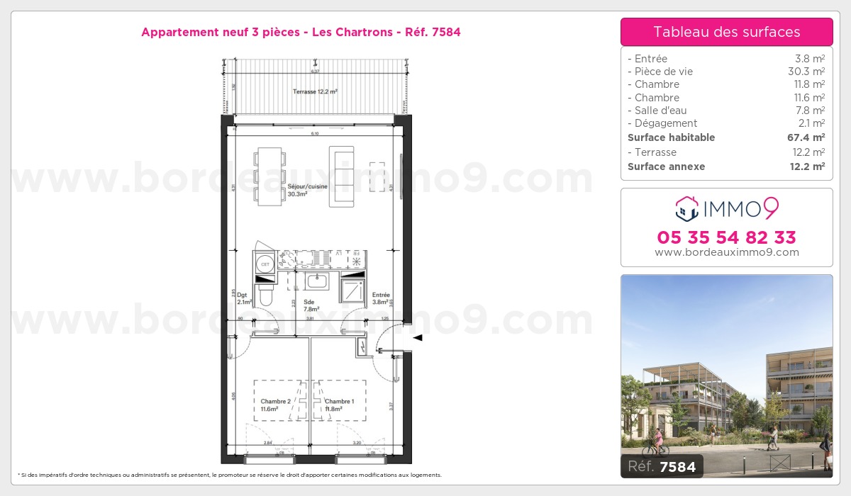 Plan et surfaces, Programme neuf Bordeaux : Chartrons Référence n° 7584