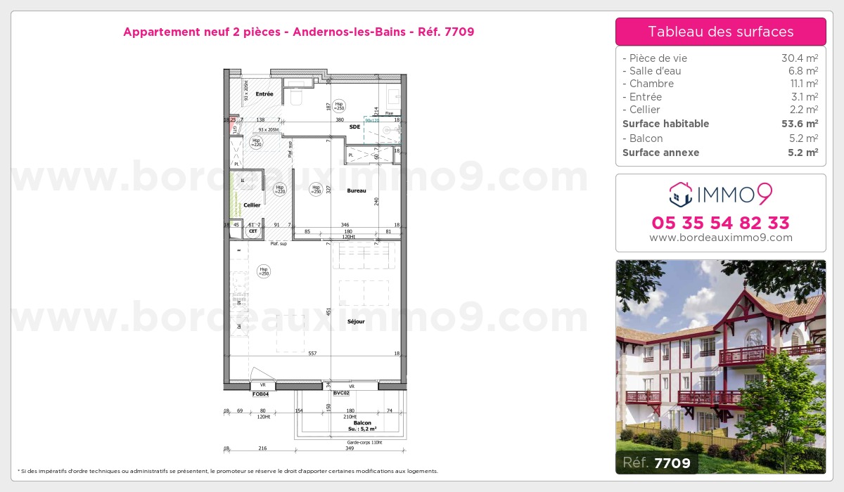 Plan et surfaces, Programme neuf Andernos-les-Bains Référence n° 7709