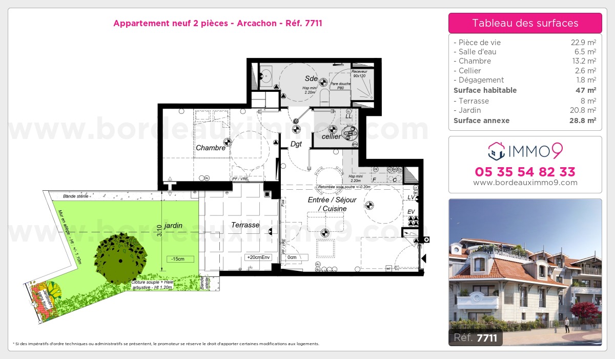 Plan et surfaces, Programme neuf Arcachon Référence n° 7711