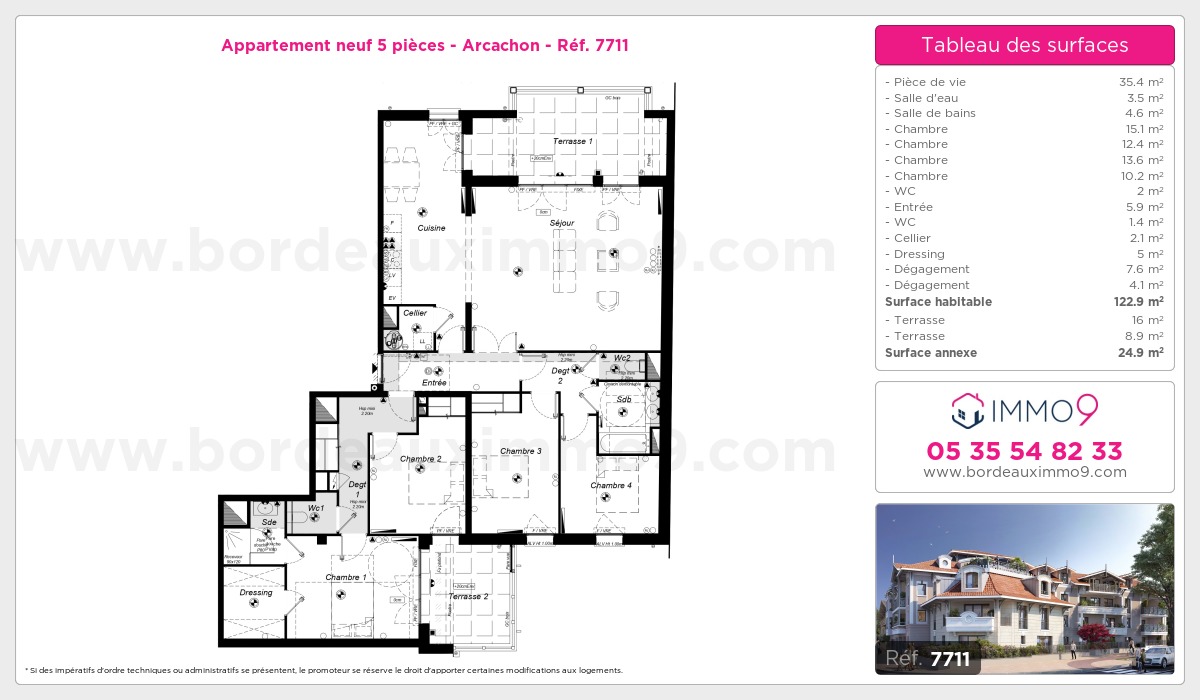 Plan et surfaces, Programme neuf Arcachon Référence n° 7711