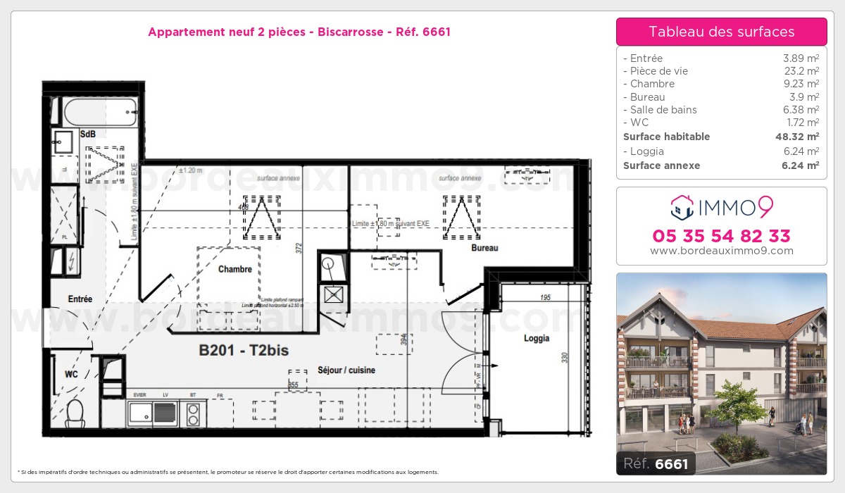 Plan et surfaces, Programme neuf Biscarrosse Référence n° 6661