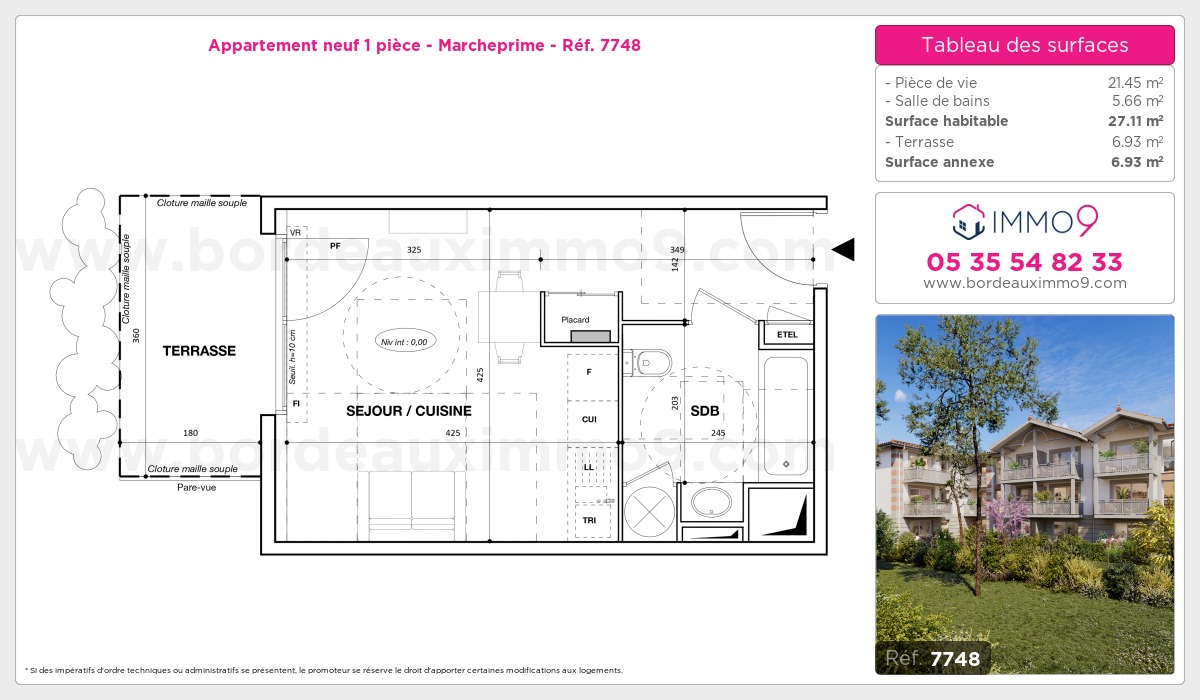 Plan et surfaces, Programme neuf Marcheprime Référence n° 7748