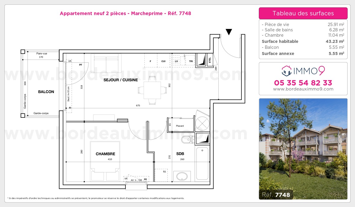 Plan et surfaces, Programme neuf Marcheprime Référence n° 7748