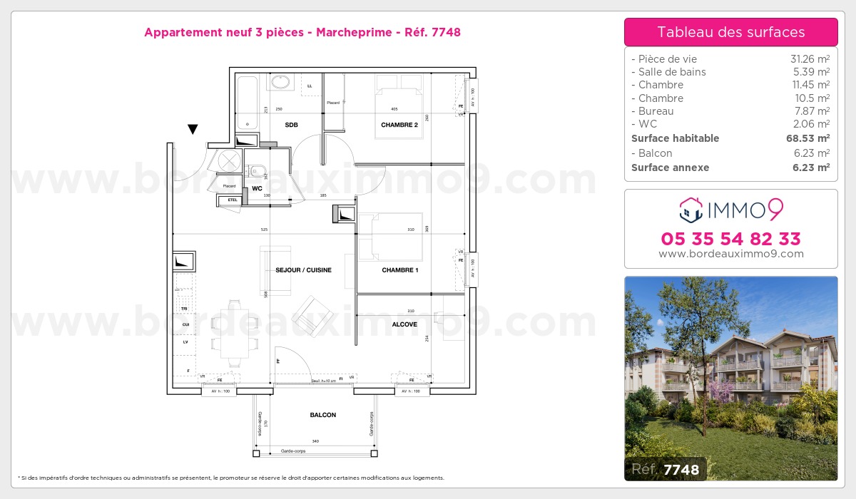 Plan et surfaces, Programme neuf Marcheprime Référence n° 7748