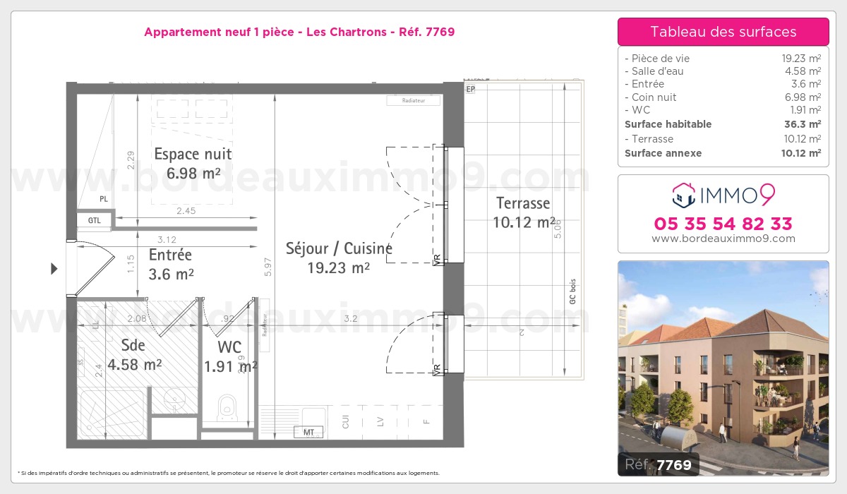 Plan et surfaces, Programme neuf Bordeaux : Chartrons Référence n° 7769
