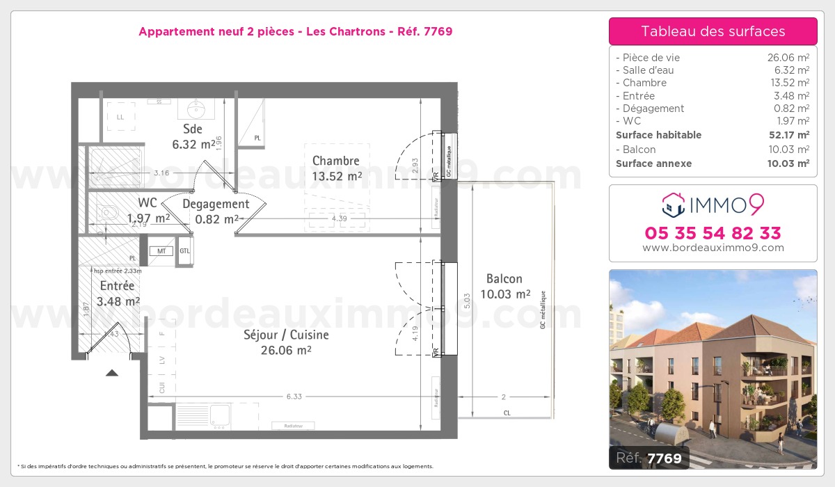 Plan et surfaces, Programme neuf Bordeaux : Chartrons Référence n° 7769