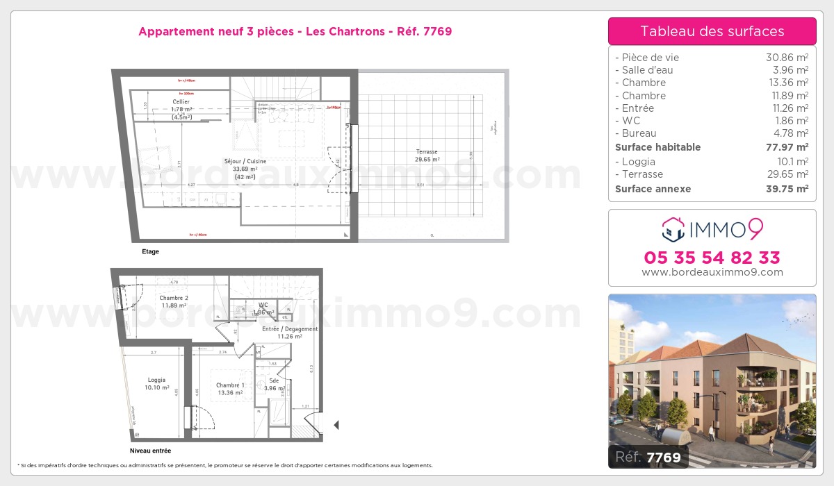Plan et surfaces, Programme neuf Bordeaux : Chartrons Référence n° 7769