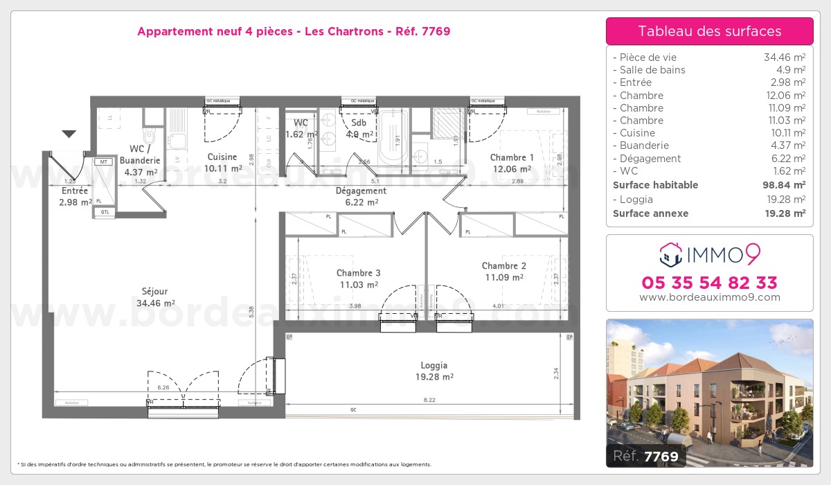 Plan et surfaces, Programme neuf Bordeaux : Chartrons Référence n° 7769
