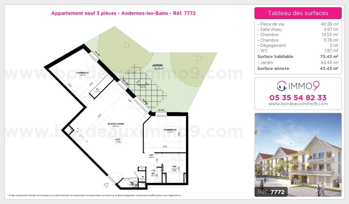 Plan et surfaces, Programme neuf Andernos-les-Bains Référence n° 7772