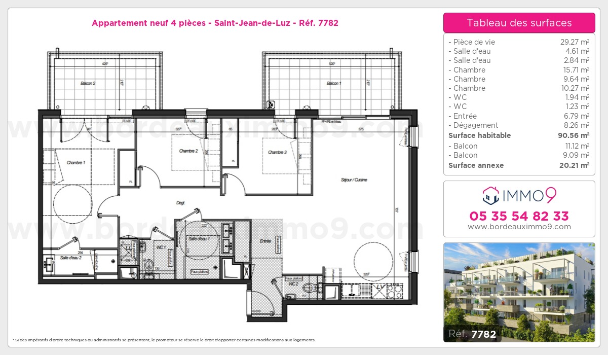 Plan et surfaces, Programme neuf Saint-Jean-de-Luz Référence n° 7782