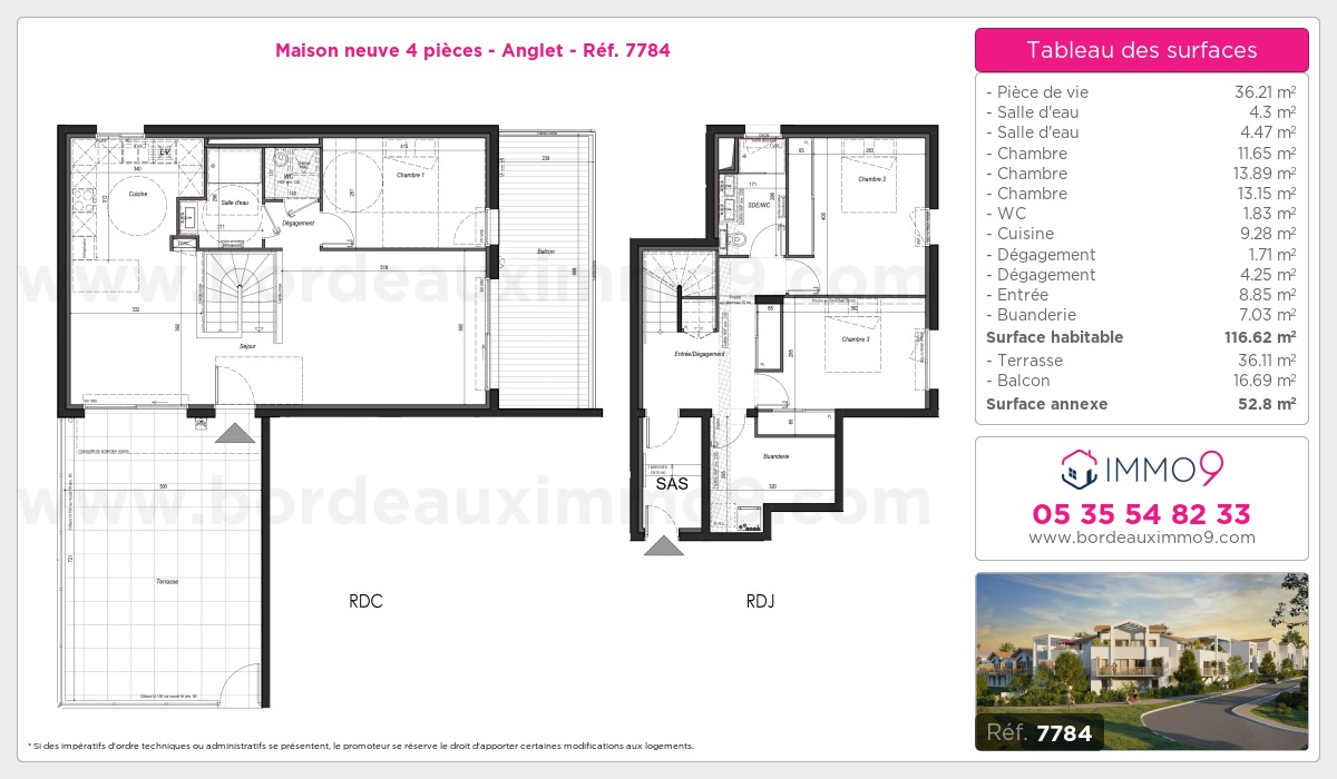 Plan et surfaces, Programme neuf Anglet Référence n° 7784