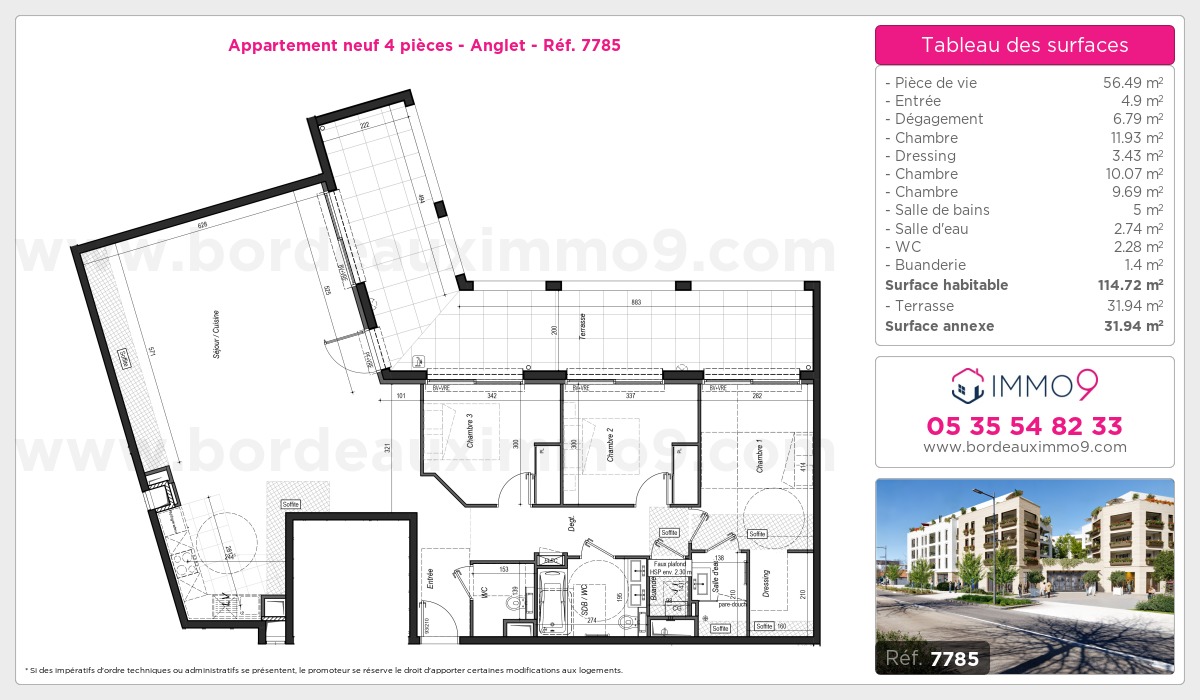 Plan et surfaces, Programme neuf Anglet Référence n° 7785