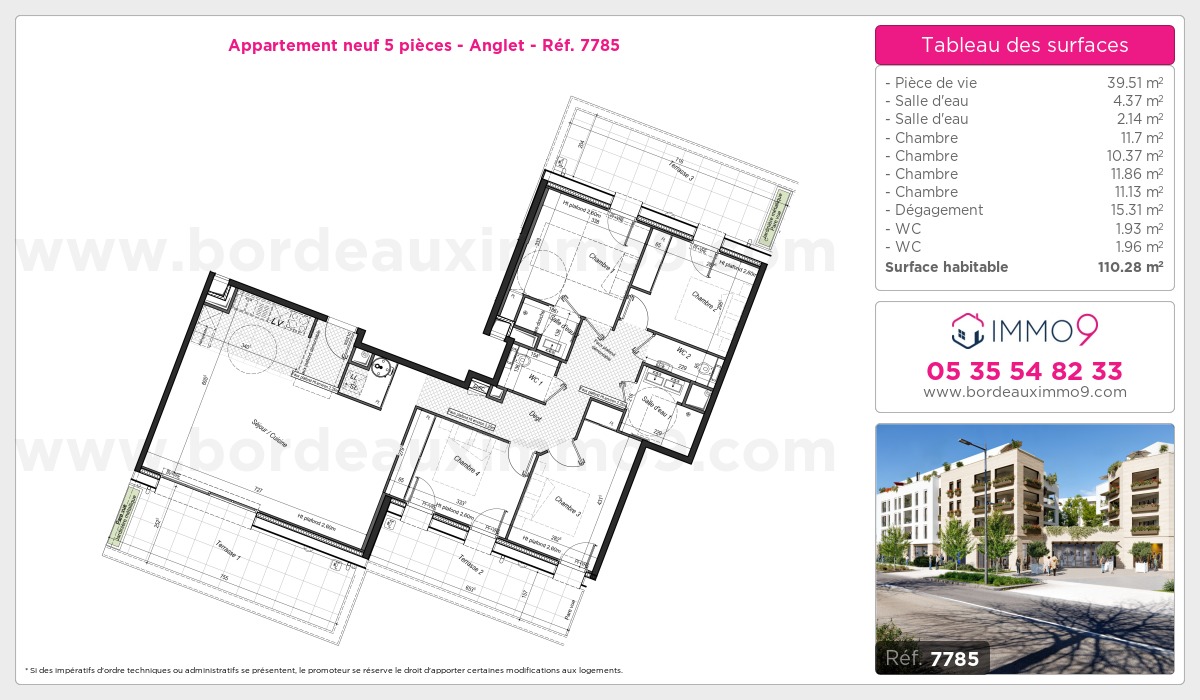 Plan et surfaces, Programme neuf Anglet Référence n° 7785
