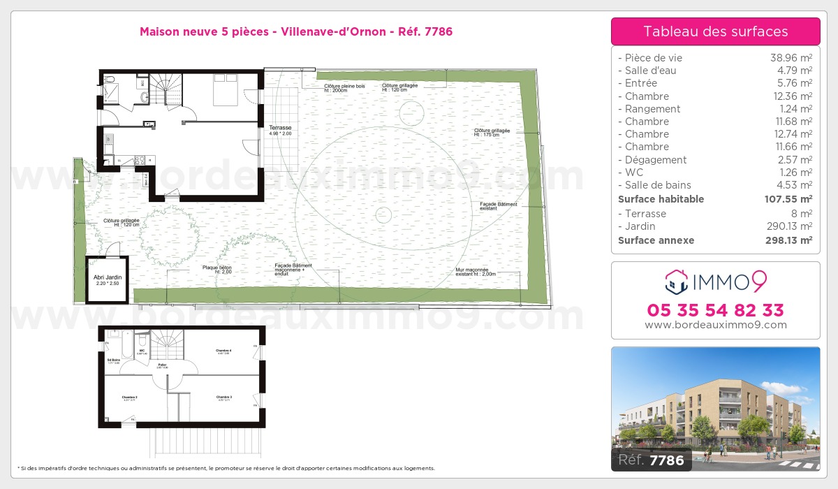 Plan et surfaces, Programme neuf Villenave-d'Ornon Référence n° 7786