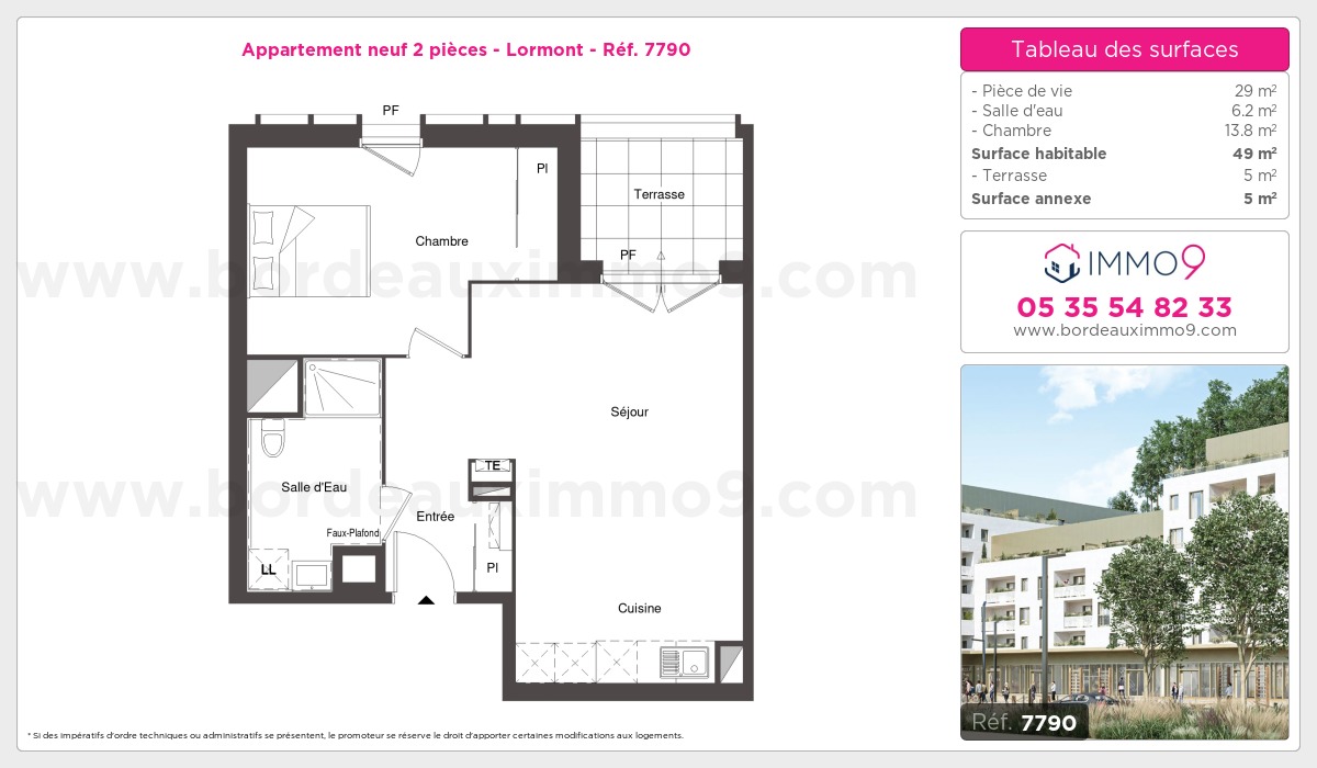Plan et surfaces, Programme neuf Lormont Référence n° 7790