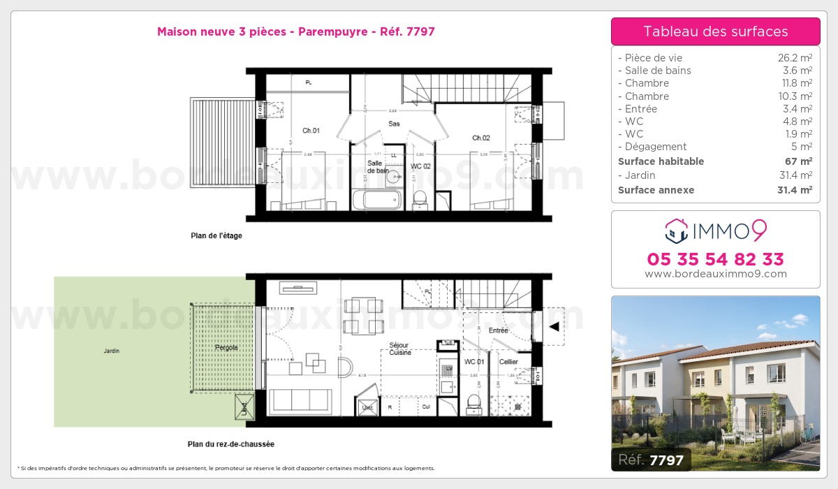 Plan et surfaces, Programme neuf Parempuyre Référence n° 7797