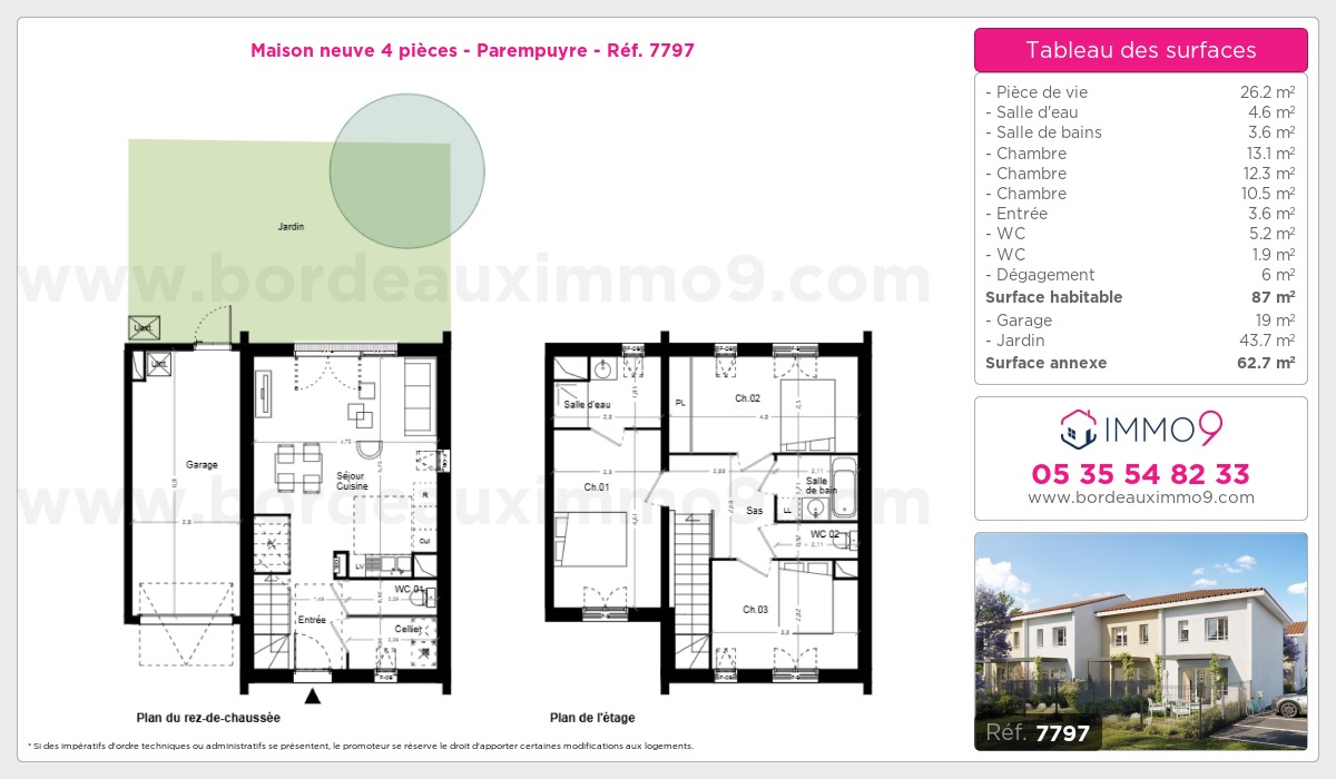 Plan et surfaces, Programme neuf Parempuyre Référence n° 7797