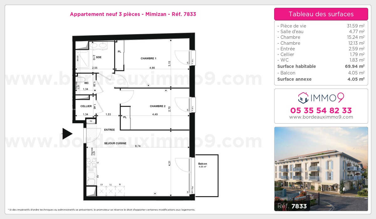 Plan et surfaces, Programme neuf Mimizan Référence n° 7833