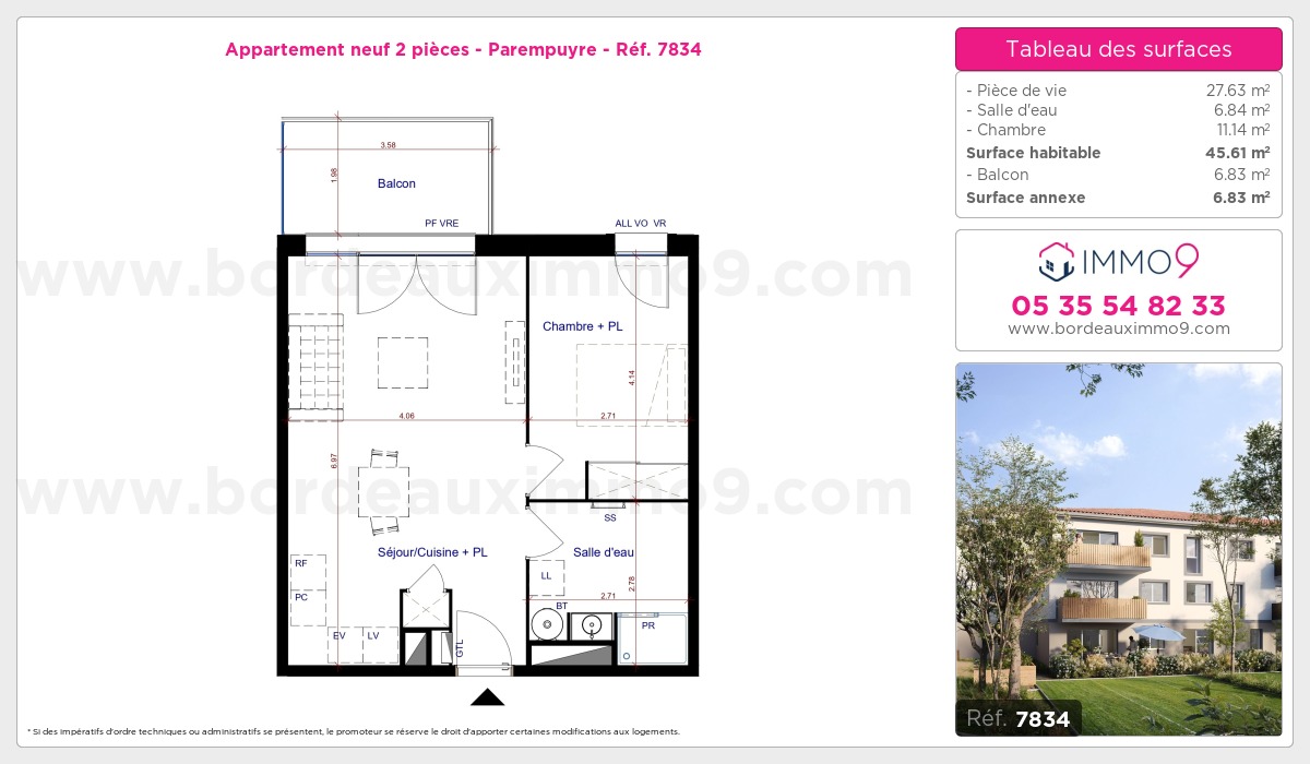 Plan et surfaces, Programme neuf Parempuyre Référence n° 7834