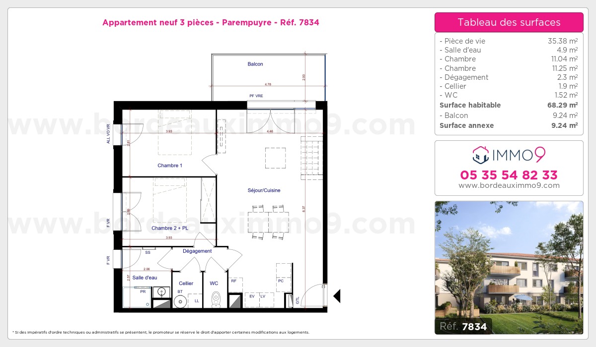 Plan et surfaces, Programme neuf Parempuyre Référence n° 7834