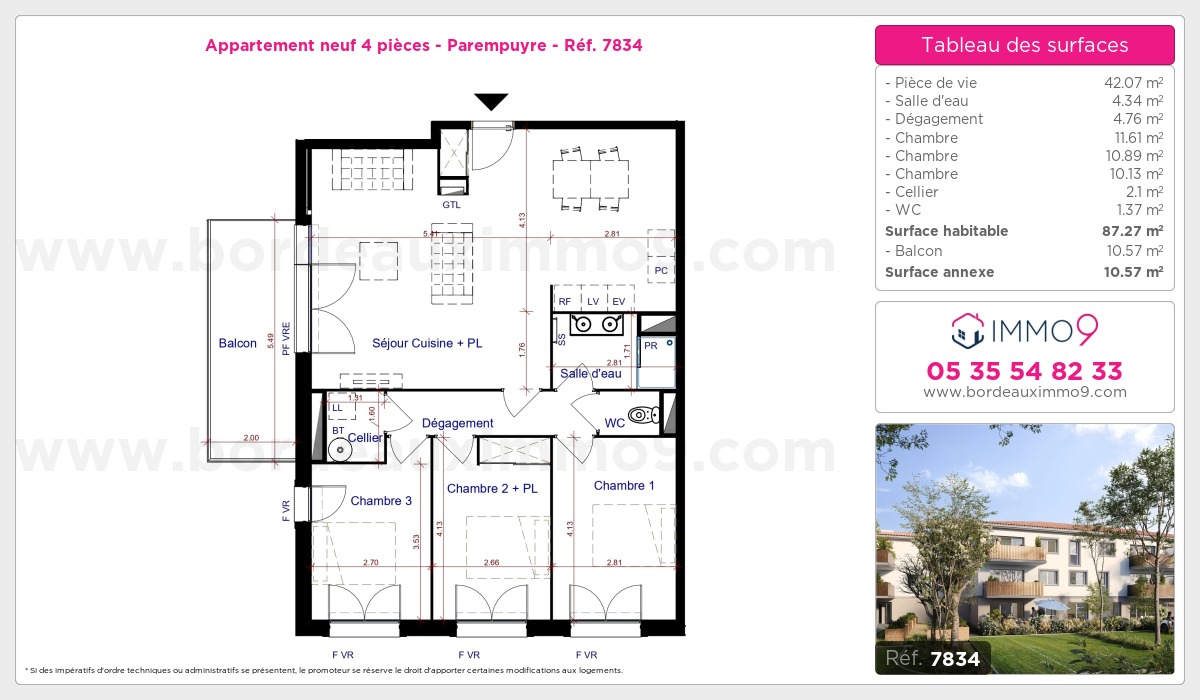 Plan et surfaces, Programme neuf Parempuyre Référence n° 7834