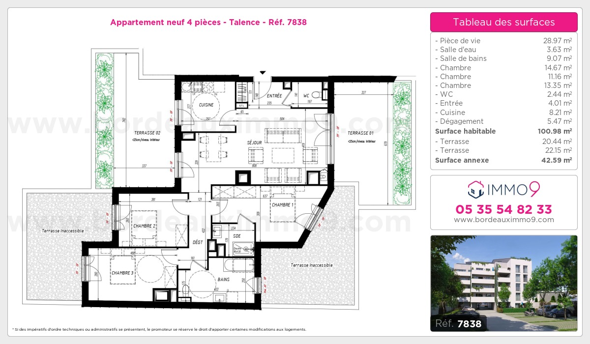 Plan et surfaces, Programme neuf Talence Référence n° 7838