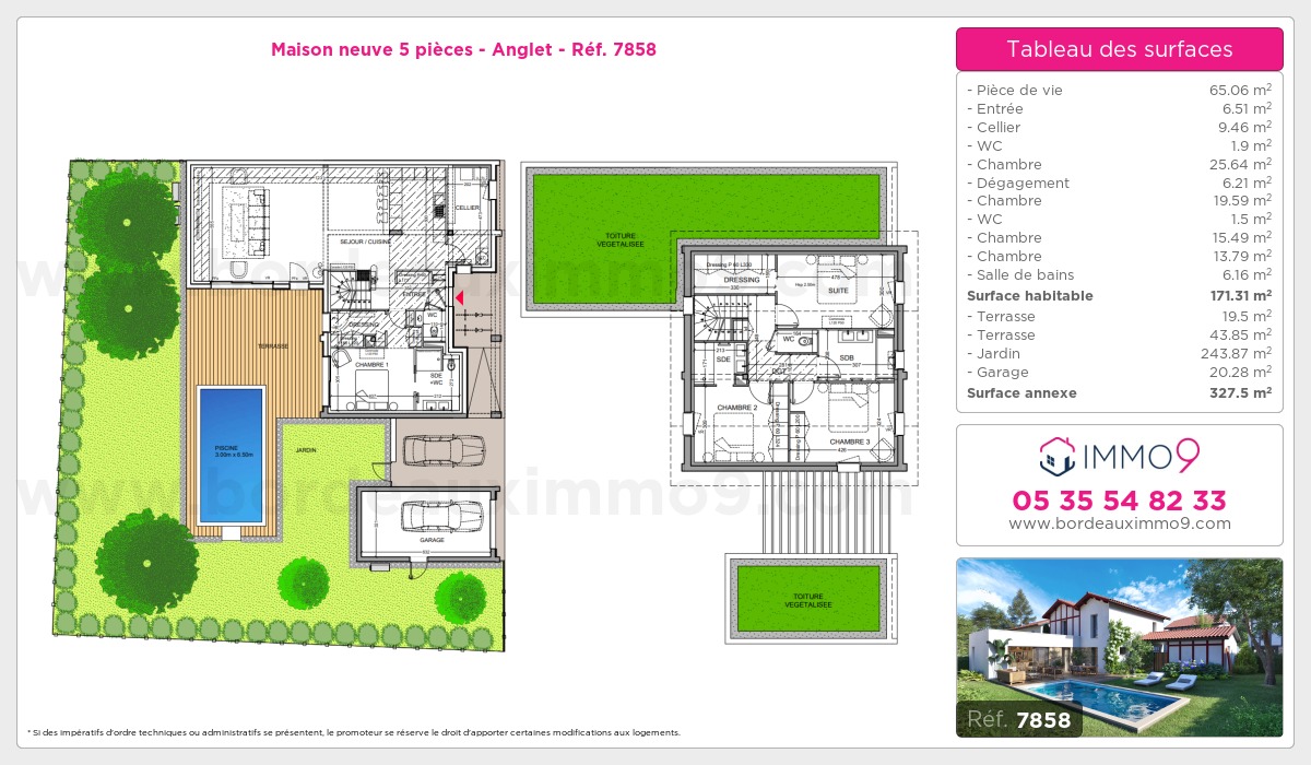 Plan et surfaces, Programme neuf Anglet Référence n° 7858