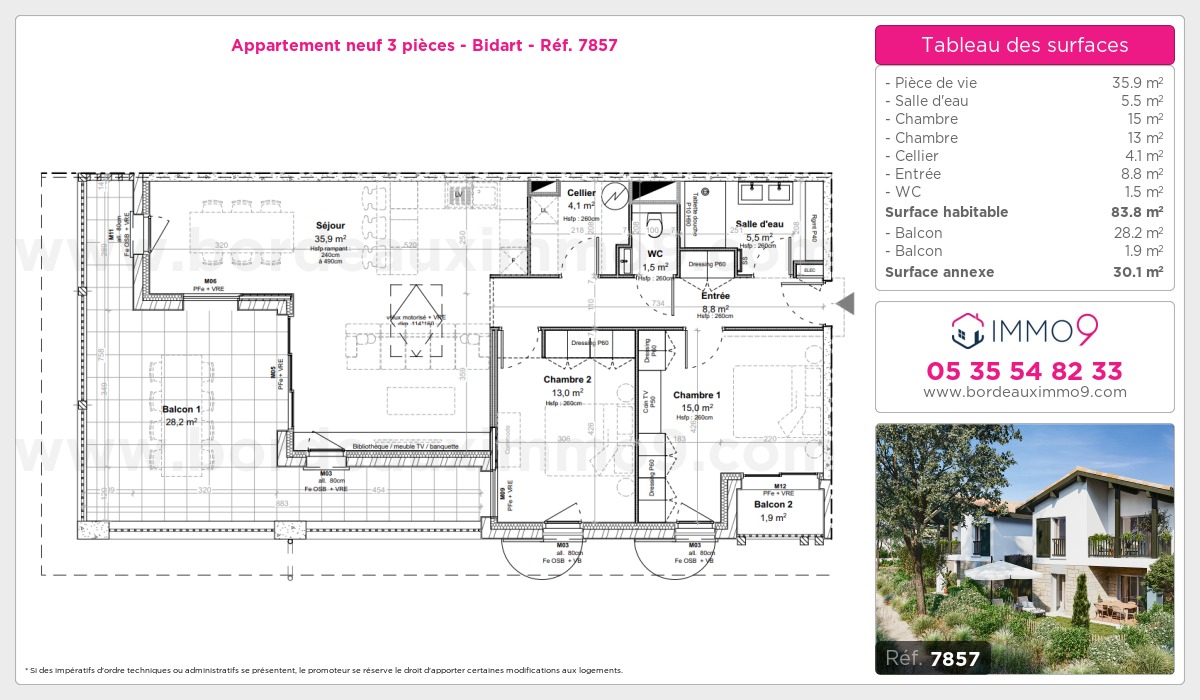 Plan et surfaces, Programme neuf Bidart Référence n° 7857