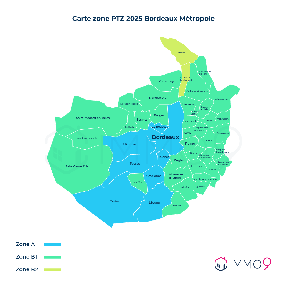 carte du zonage ptz de bordeaux et alentours carte des zones ptz de bordeaux métropole