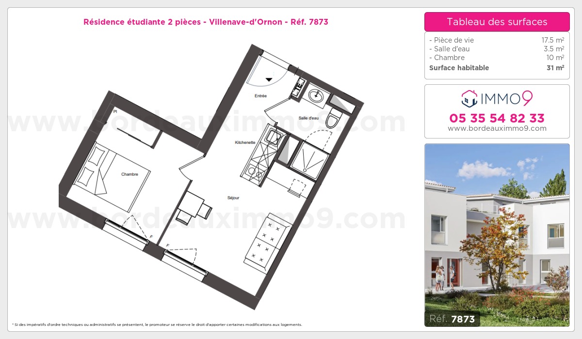 Plan et surfaces, Programme neuf Villenave-d'Ornon Référence n° 7873