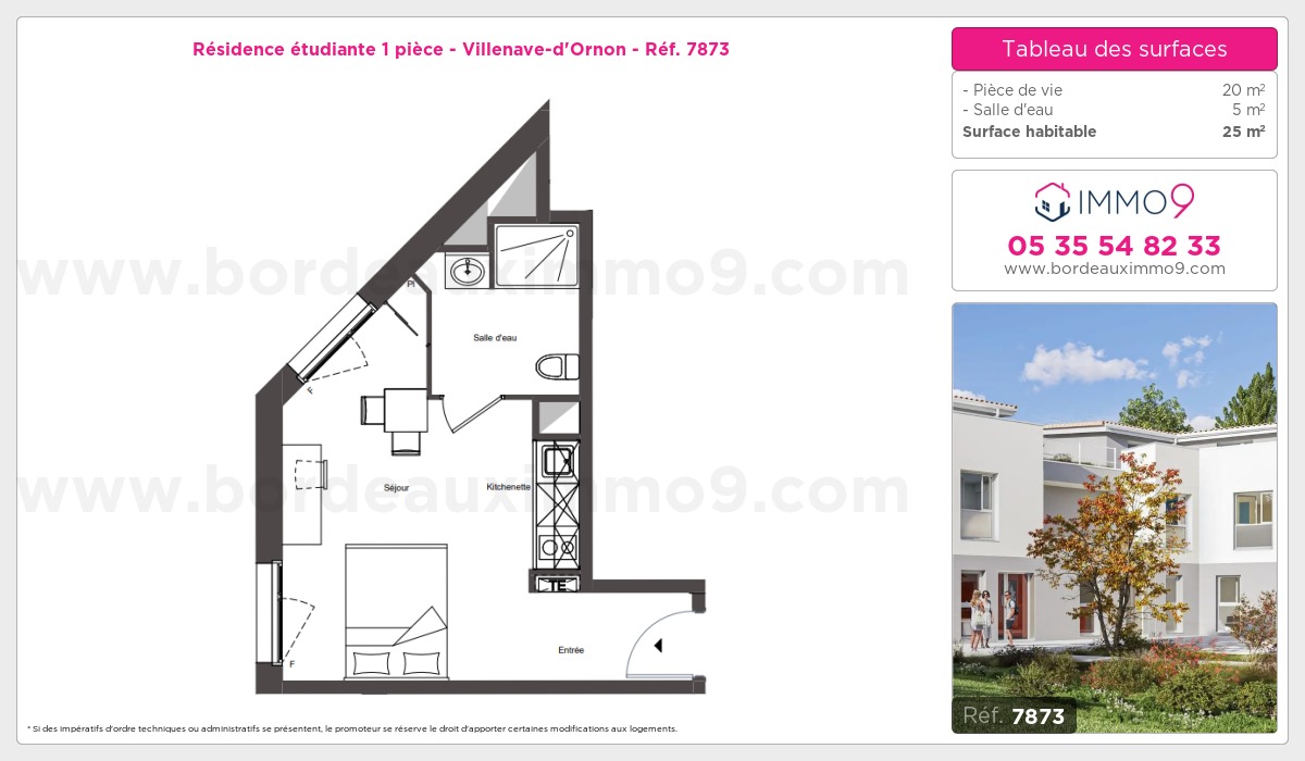 Plan et surfaces, Programme neuf Villenave-d'Ornon Référence n° 7873
