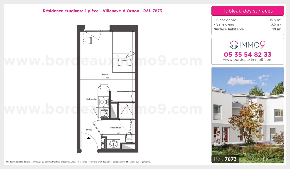 Plan et surfaces, Programme neuf Villenave-d'Ornon Référence n° 7873
