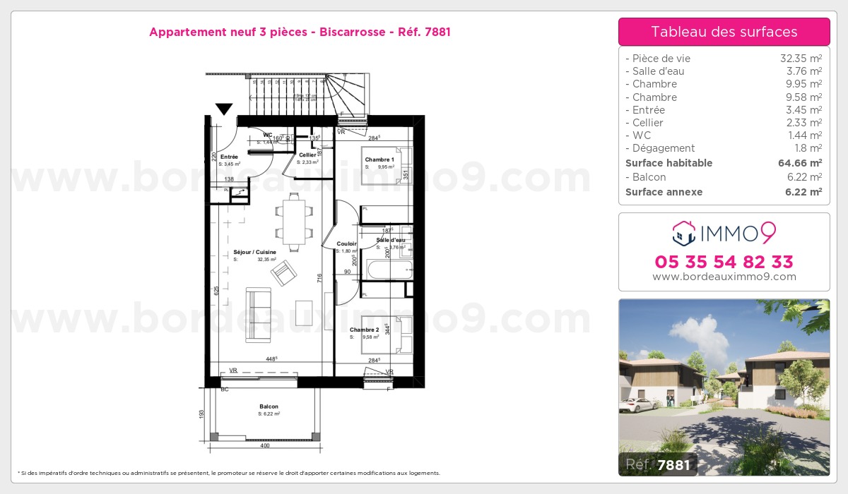 Plan et surfaces, Programme neuf Biscarrosse Référence n° 7881
