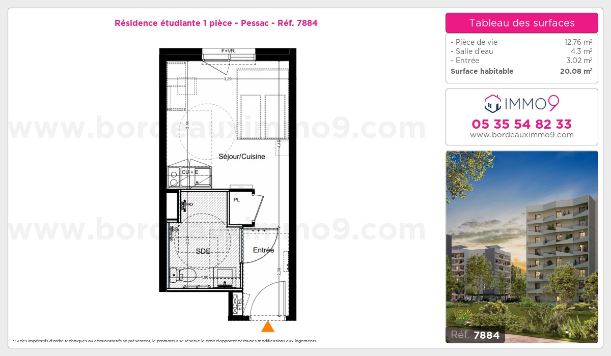 Plan et surfaces, Programme neuf Pessac Référence n° 7884