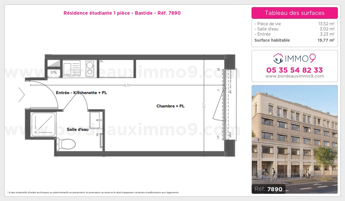 Plan et surfaces, Programme neuf Bordeaux : Bastide Référence n° 7890